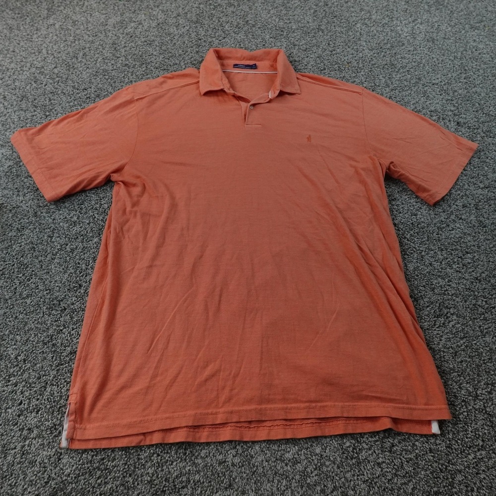 Johnnie O Polo Shirt Mens M Orange Short Sleeve Casual Preppy Golf Knit Rayon‎